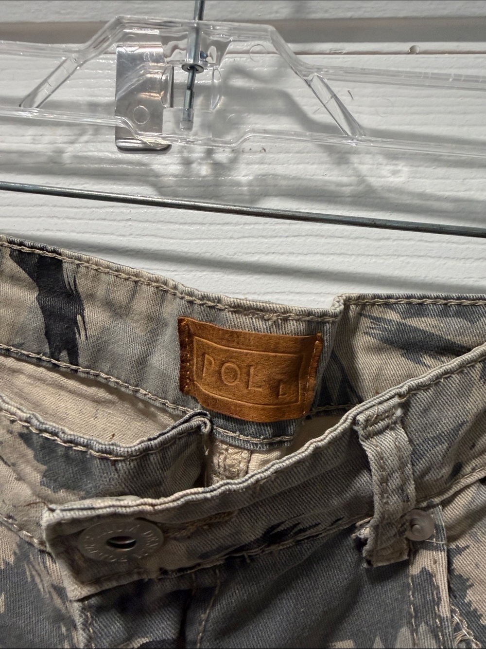 POL Distressed Wide-Leg Jeans with Gray Camouflage and Leopard Cuff - Picture 3 of 4